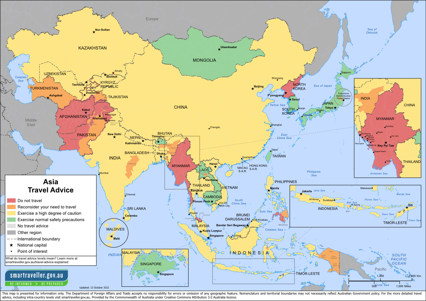 Smartttraveller map of asia